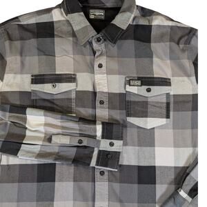 MTN OPS Gray Black Plaid Button Up 2XLg